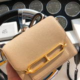 Understated bag shown from front angle