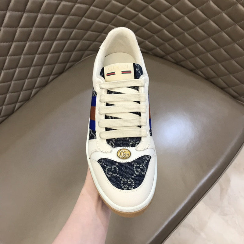Gucci soft grey luxury sneakers view 4 bold athletic profile