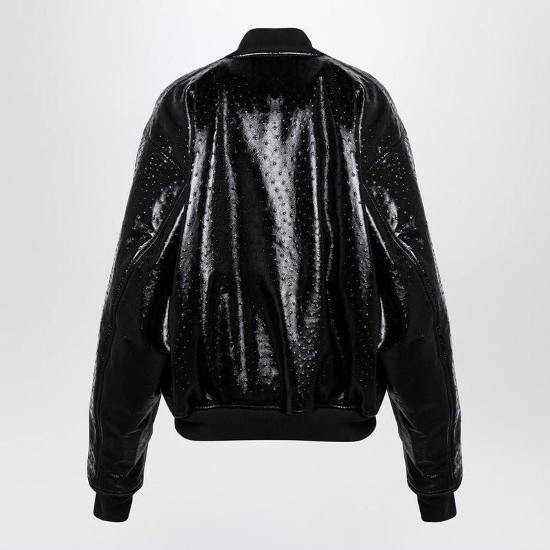 Balenciaga Jackets? BALENCIAGA Ostrich-Effect Lambskin Leather Bomber Jacket - Women Luxury Designer Outerwear Jacket