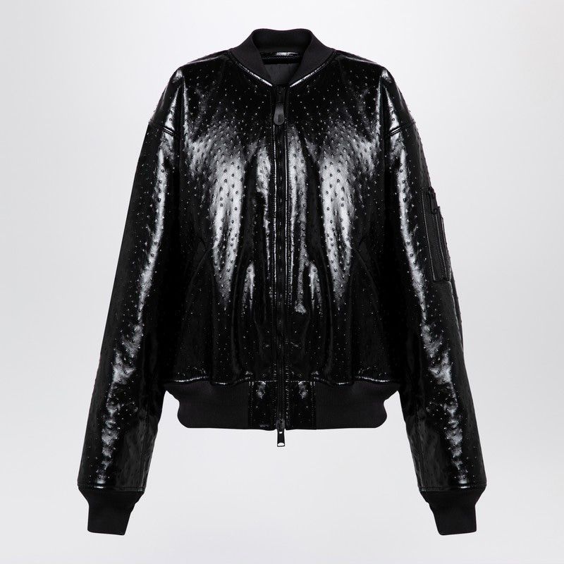 Balenciaga Jackets? BALENCIAGA Ostrich-Effect Lambskin Leather Bomber Jacket - Women Luxury Designer Outerwear Jacket