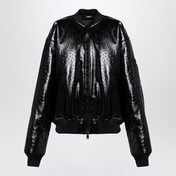 Balenciaga Jackets? BALENCIAGA Ostrich-Effect Lambskin Leather Bomber Jacket - Women Luxury Designer Outerwear Jacket