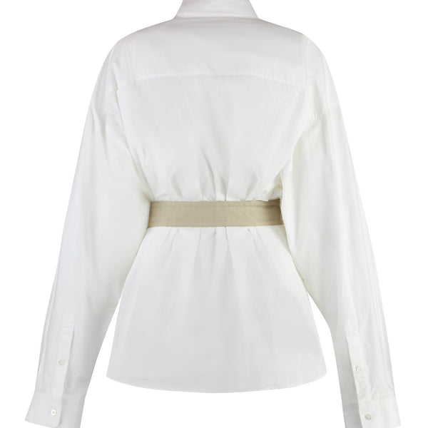 Balenciaga Tops- BALENCIAGA Cotton Shirt with Coordinated Waist Belt - Sizes up to 190 cm Elegant Everyday Designer Top