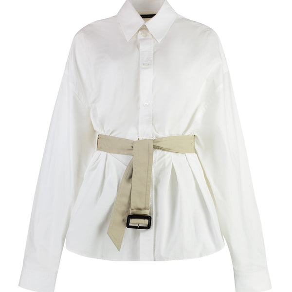 Balenciaga Tops- BALENCIAGA Cotton Shirt with Coordinated Waist Belt - Sizes up to 190 cm Elegant Everyday Designer Top