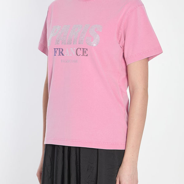 Balenciaga T-Shirts? BALENCIAGA Mini Vintage Cotton Strass T-Shirt - Women's Premium Designer Cotton T-Shirt