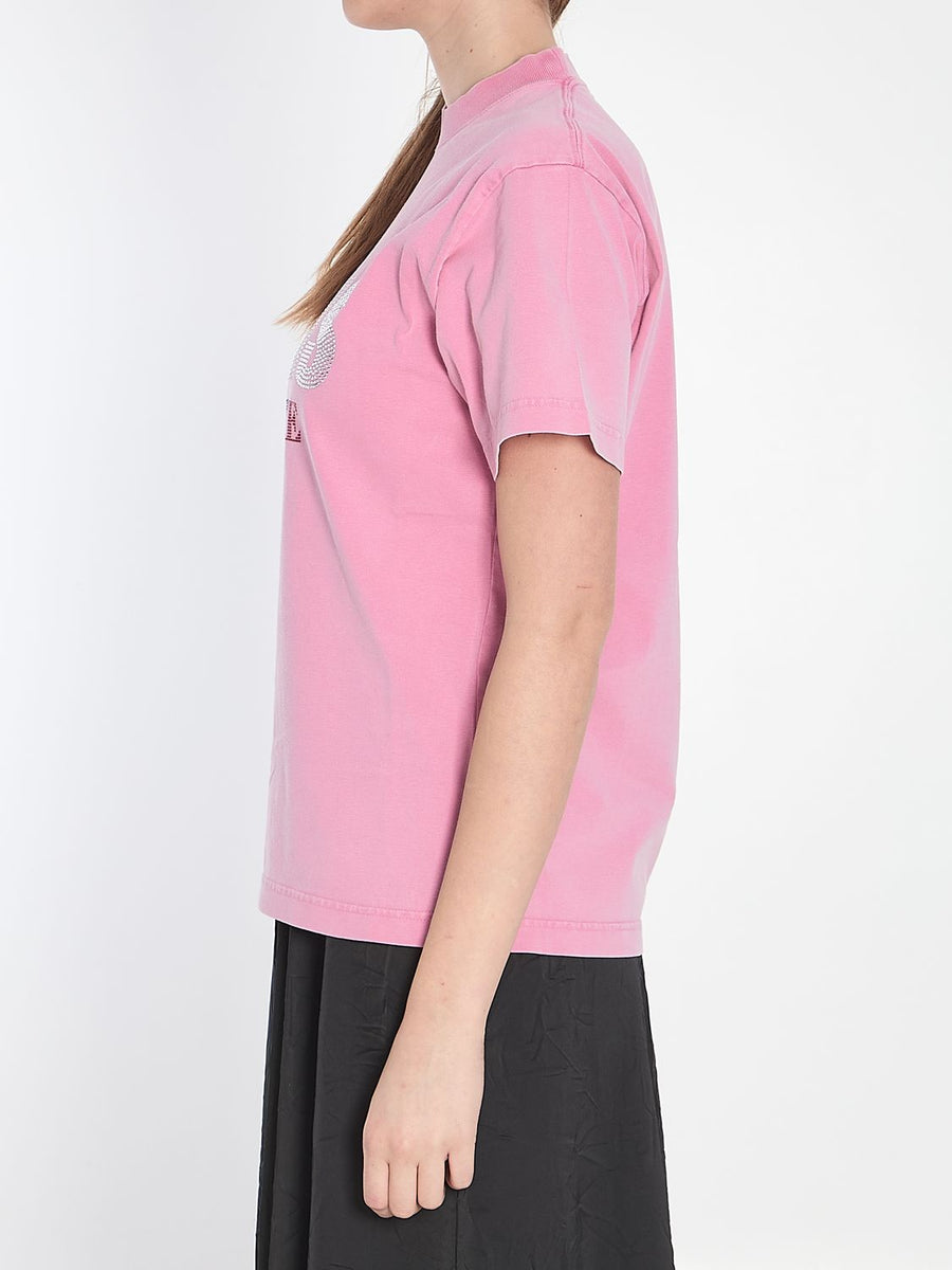 Balenciaga T-Shirts? BALENCIAGA Mini Vintage Cotton Strass T-Shirt - Women's Premium Designer Cotton T-Shirt