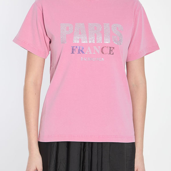 Balenciaga T-Shirts? BALENCIAGA Mini Vintage Cotton Strass T-Shirt - Women's Premium Designer Cotton T-Shirt
