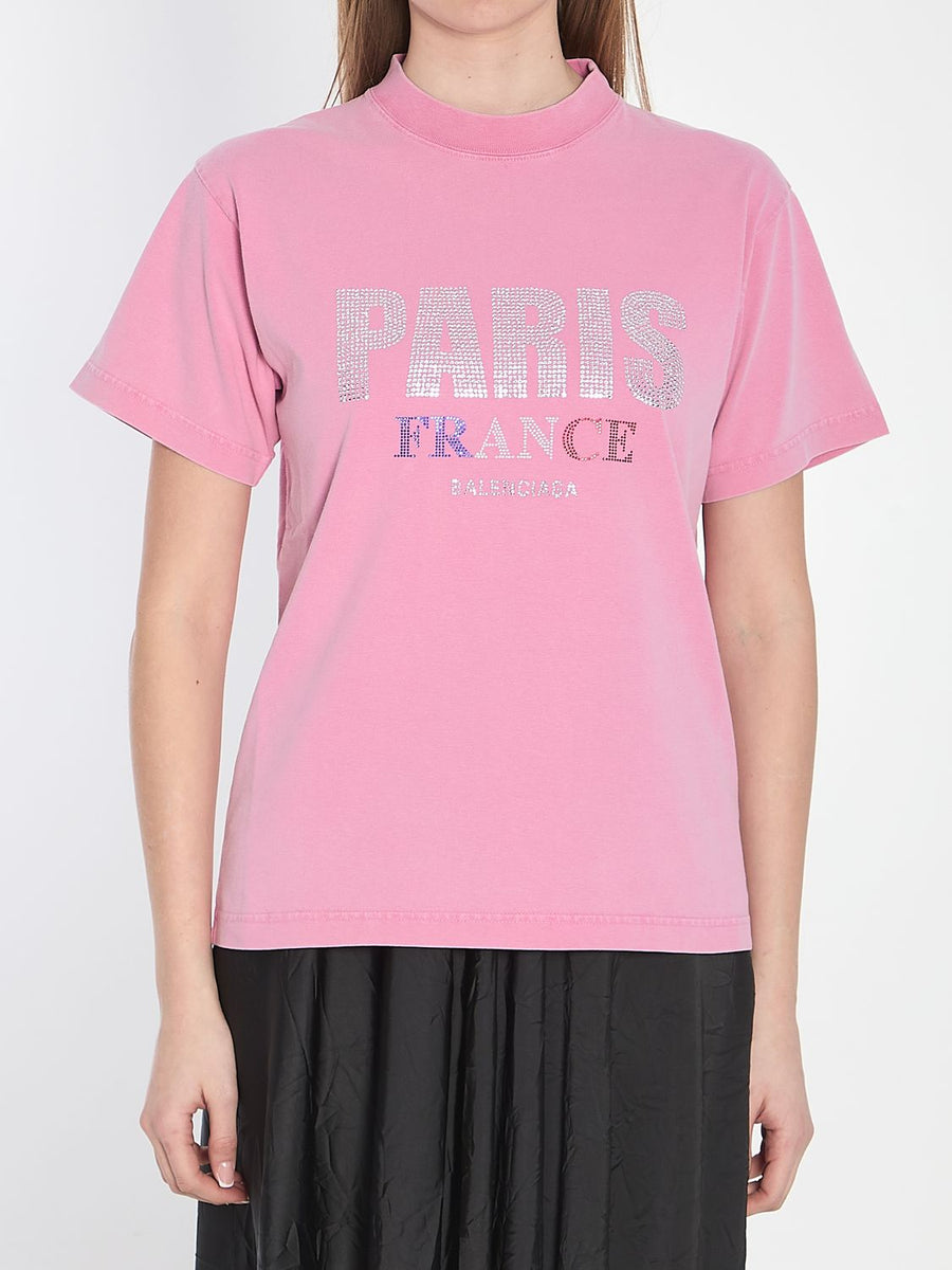 Balenciaga T-Shirts? BALENCIAGA Mini Vintage Cotton Strass T-Shirt - Women's Premium Designer Cotton T-Shirt