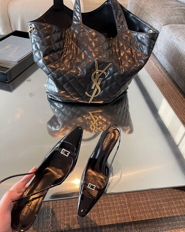 Close-up of Saint Laurent shoes craftsmanship