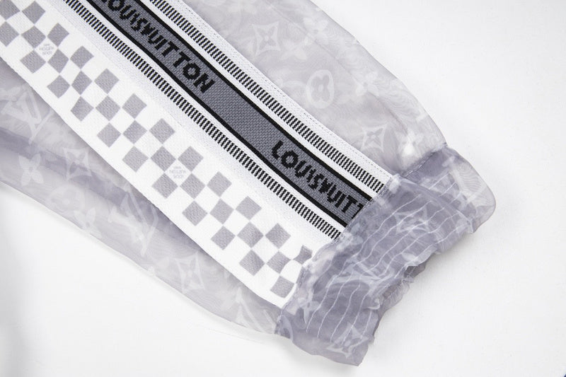 Back view of Louis Vuitton luxury clothing with monogram-inspired silhouette