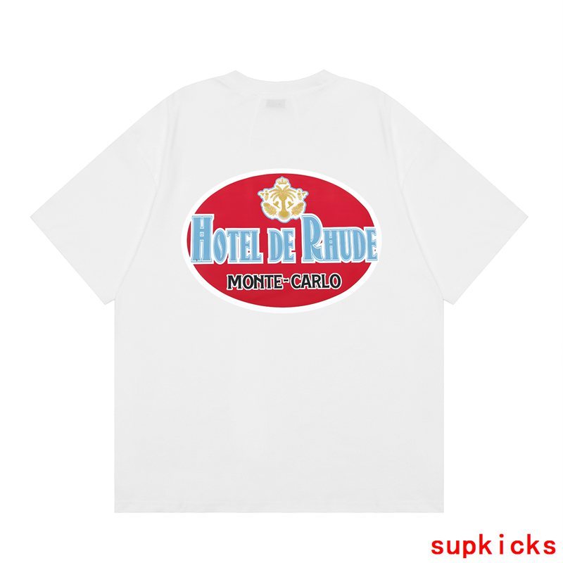 Back view of Rhude luxury clothing with logo-detail design