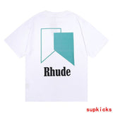 Side profile of Rhude luxury clothing with everyday silhouette