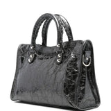 Close-up of Balenciaga handbags hardware and fine stitching