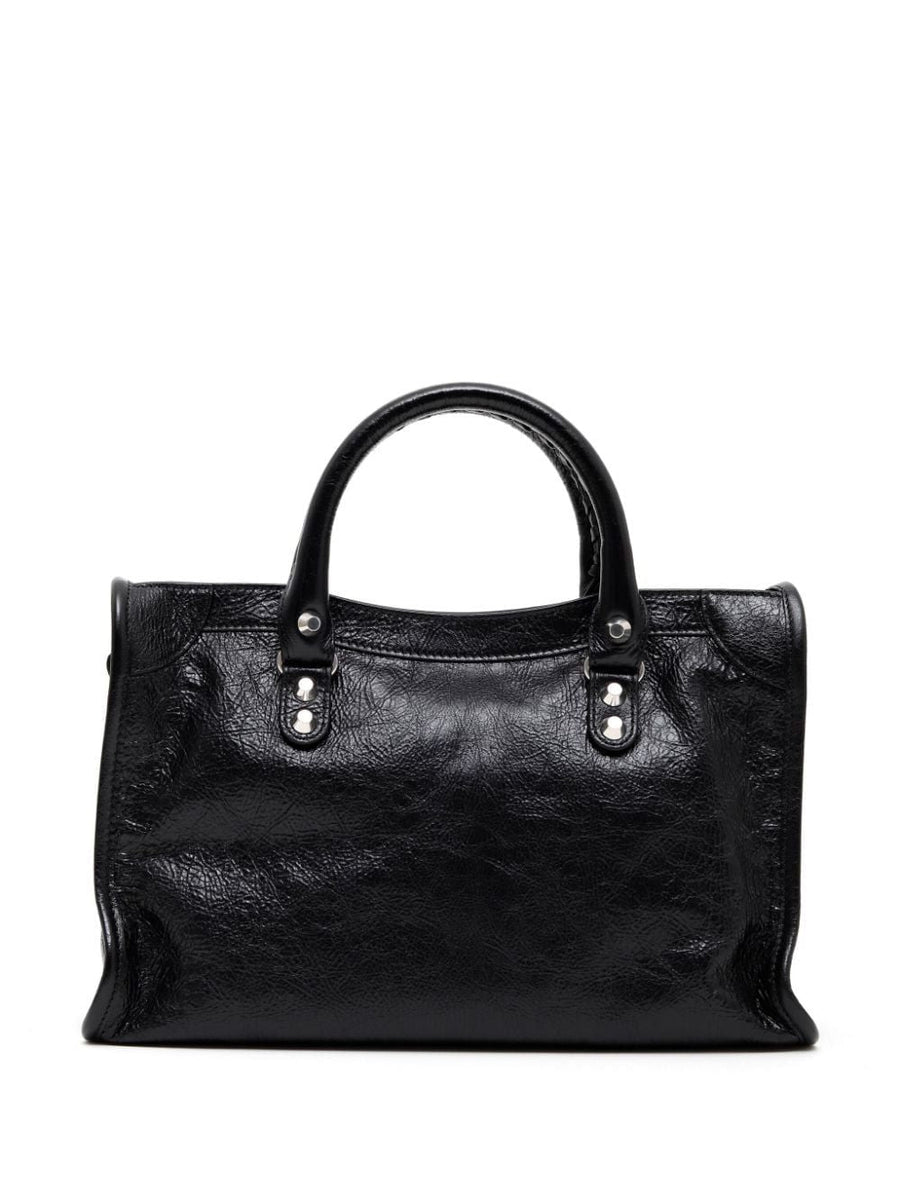 Close-up of Balenciaga shoulder bags hardware and fine stitching