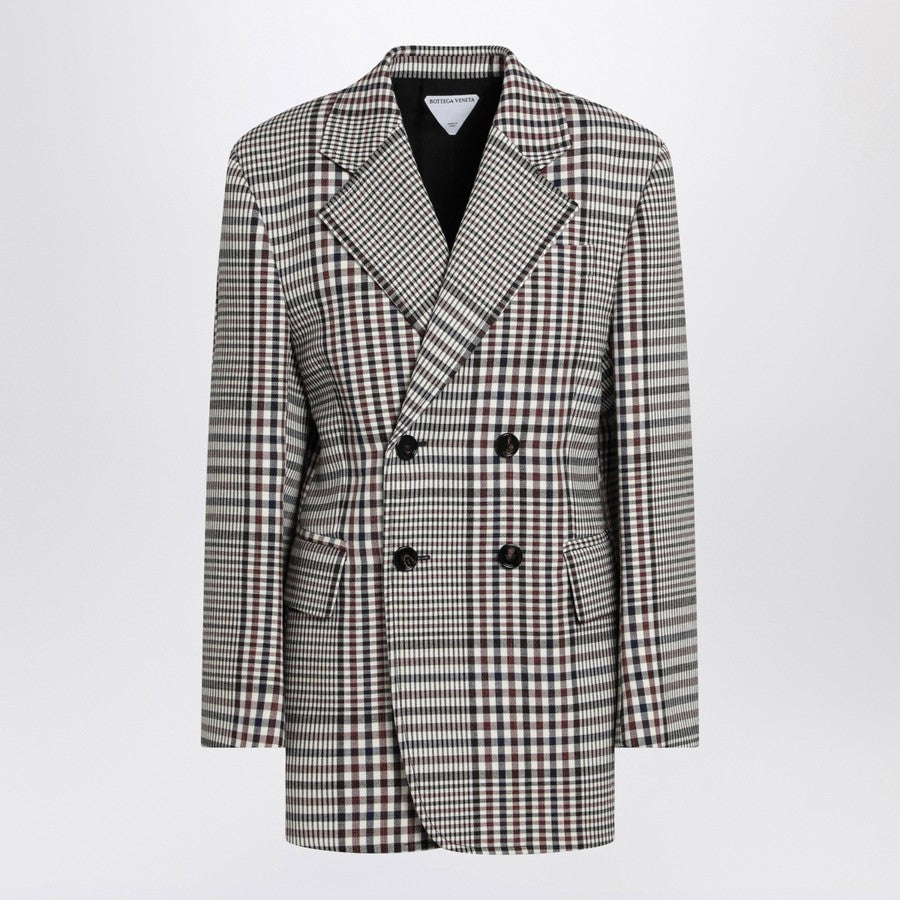 Bottega Veneta Jackets? Bottega Veneta Women Double-Breasted Checkered Jacket In Structured Cotton Stylish Everyday Designer Outerwear