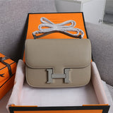 Side view of polished structured handbag