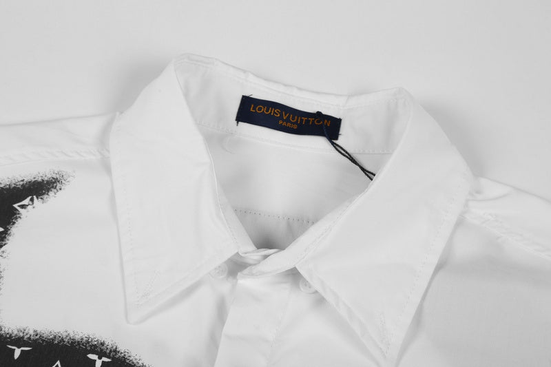 Flat lay presentation of Louis Vuitton luxury clothing with logo-detail design