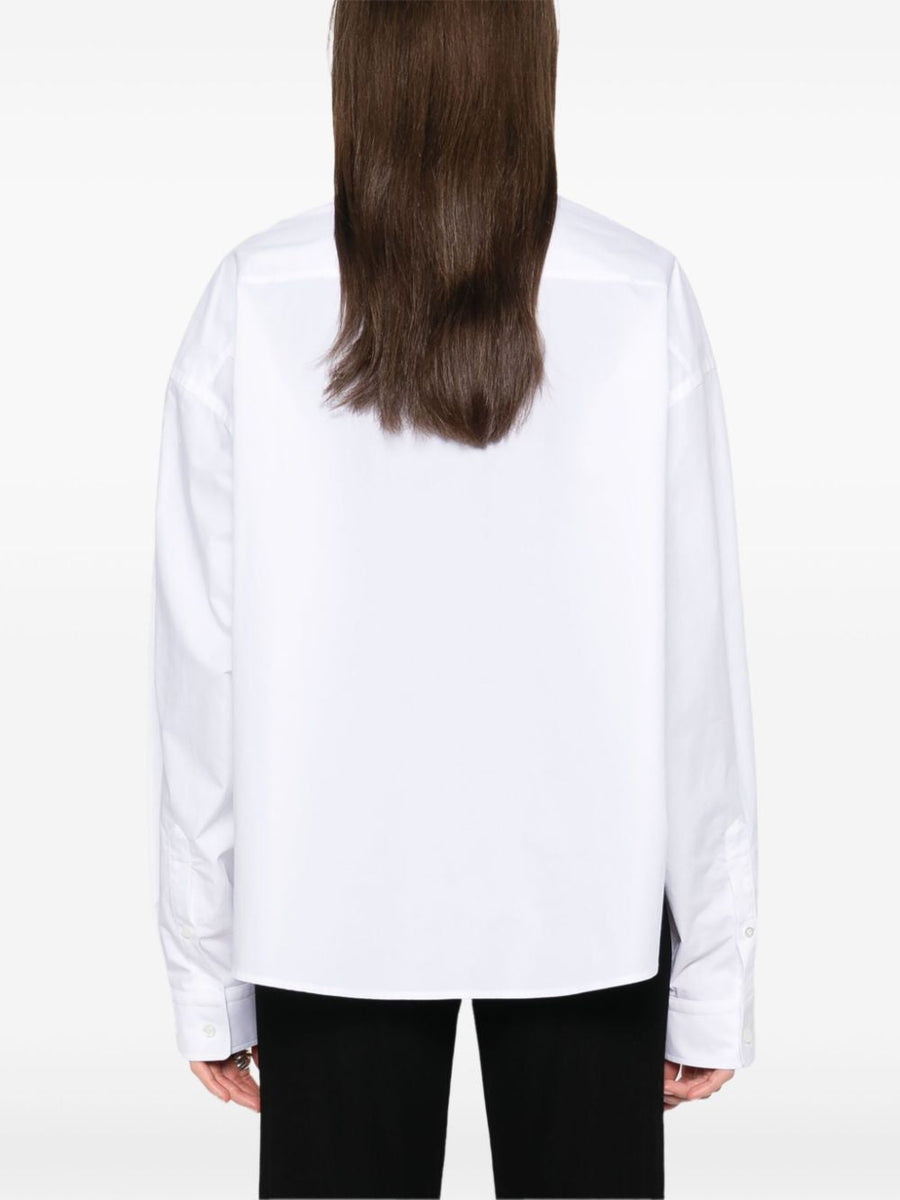 Close-up of Balenciaga shirts hardware and fine stitching