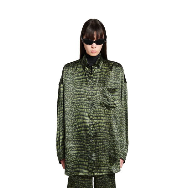 Balenciaga T-Shirts- BALENCIAGA Cocoon Printed Silk Shirt Casual Everyday Designer Tee