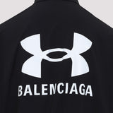 Close-up of Balenciaga outerwear hardware and fine stitching