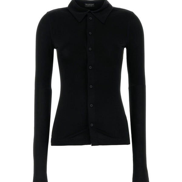 Balenciaga T-Shirts? BALENCIAGA Women's Fitted Stretch Viscose Long-Sleeved Shirt Premium Designer Cotton T-Shirt