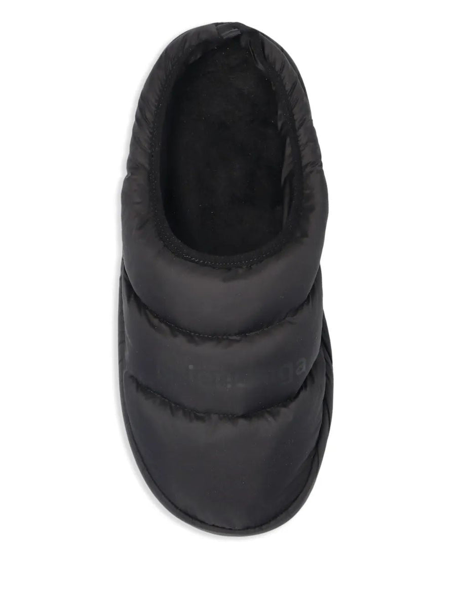 Close-up of Balenciaga sandals hardware and fine stitching