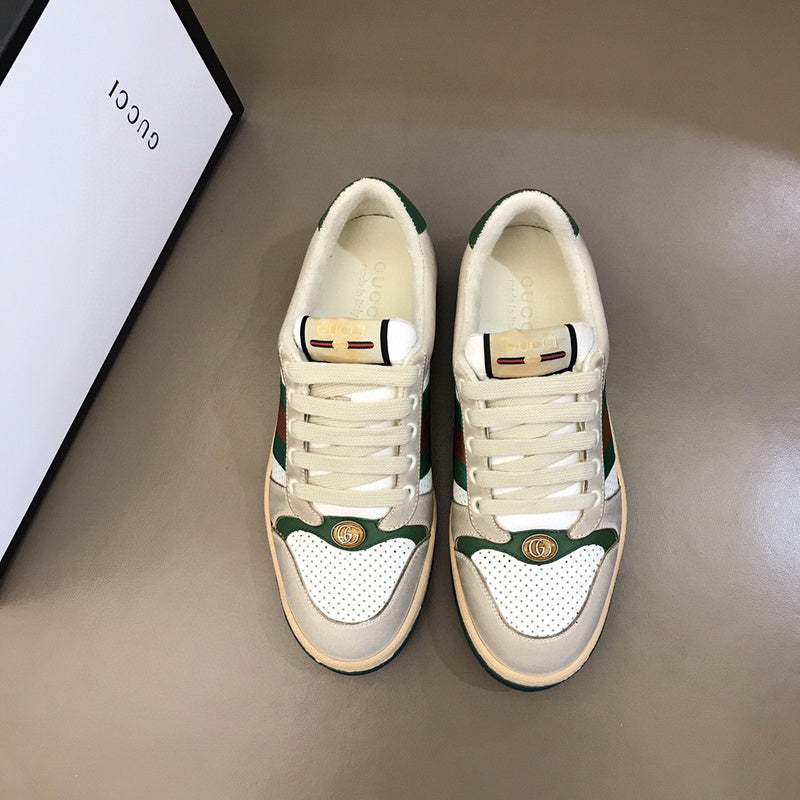 Gucci soft grey luxury sneakers view 10 bold athletic profile