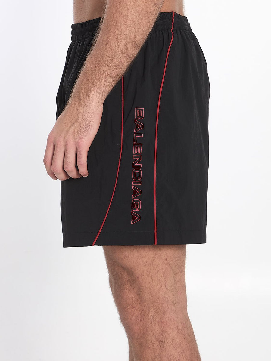 Balenciaga Pants? BALENCIAGA Mini Bermuda Shorts with Bold Logo - Men's Regular Fit Premium Designer Casual Trousers