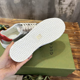 Side profile of Gucci tonal black sneakers premium leather build