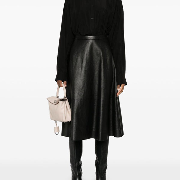 Balenciaga Skirts- BALENCIAGA Flared Leather Skirt - High Waist Design Chic Everyday Designer Skirt
