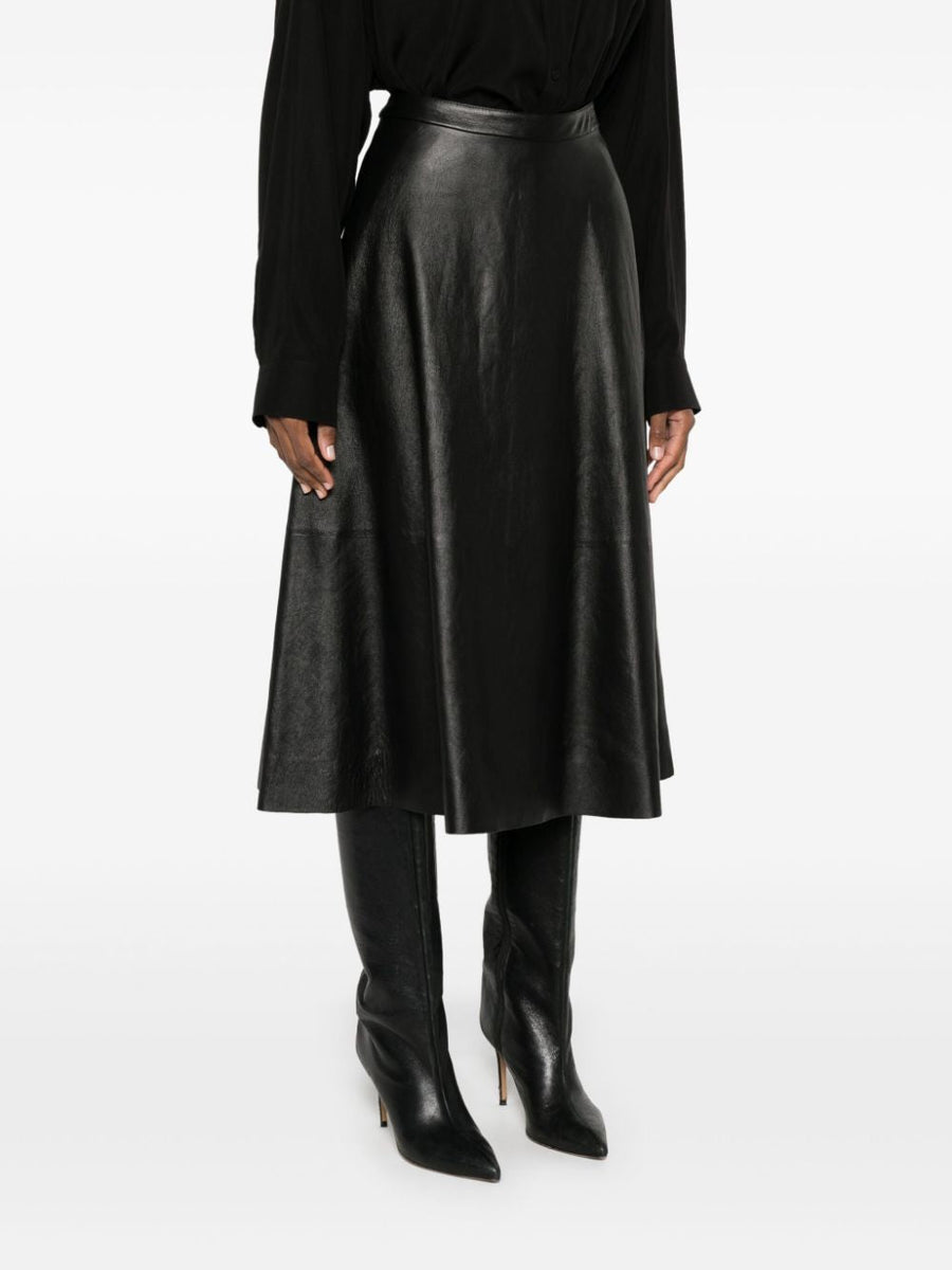 Balenciaga Skirts- BALENCIAGA Flared Leather Skirt - High Waist Design Chic Everyday Designer Skirt