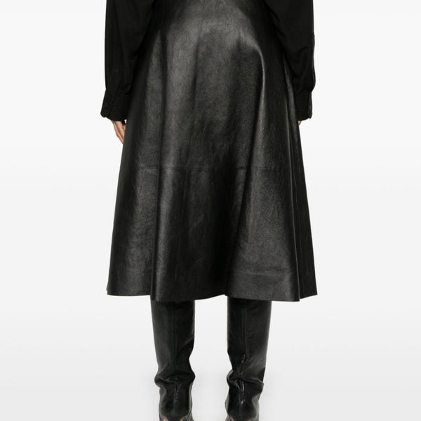 Balenciaga Skirts- BALENCIAGA Flared Leather Skirt - High Waist Design Chic Everyday Designer Skirt