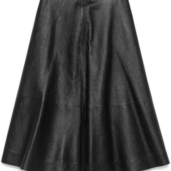 Balenciaga Skirts? BALENCIAGA Flared Leather Skirt - High Waist Design Elegant Designer Casual Skirt