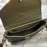 Front view of modern chic women's handbag – women's designer-style accessory