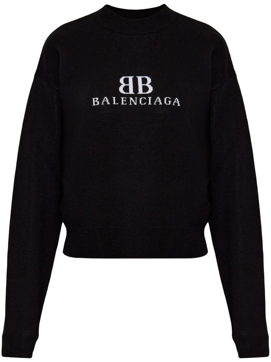 Balenciaga Sweaters? BALENCIAGA Women's Long Sleeve Drop Shoulder Knit Crew Neck Sweater Luxury Designer Knit Sweater