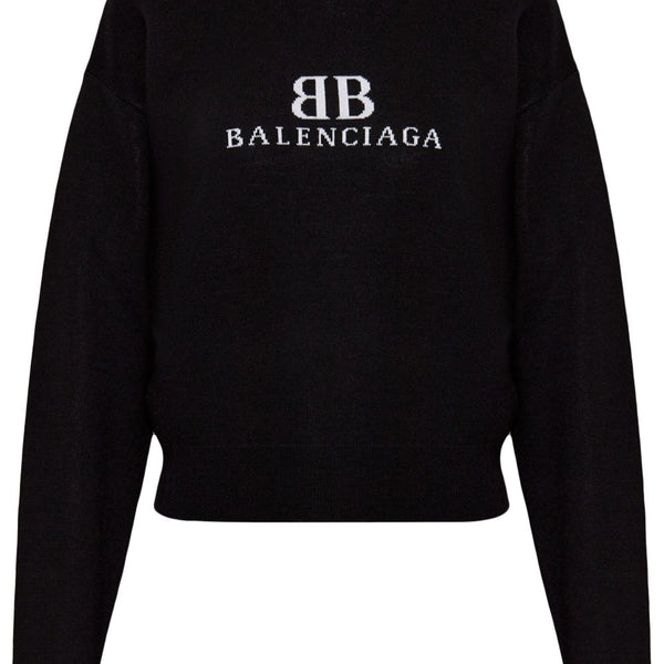 Balenciaga Sweaters? BALENCIAGA Women's Long Sleeve Drop Shoulder Knit Crew Neck Sweater Luxury Designer Knit Sweater