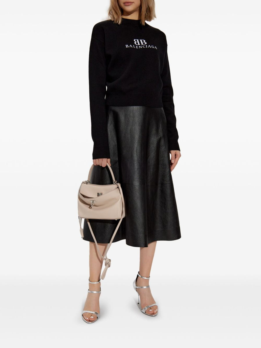 Balenciaga Sweaters? BALENCIAGA Women's Long Sleeve Drop Shoulder Knit Crew Neck Sweater Luxury Designer Knit Sweater
