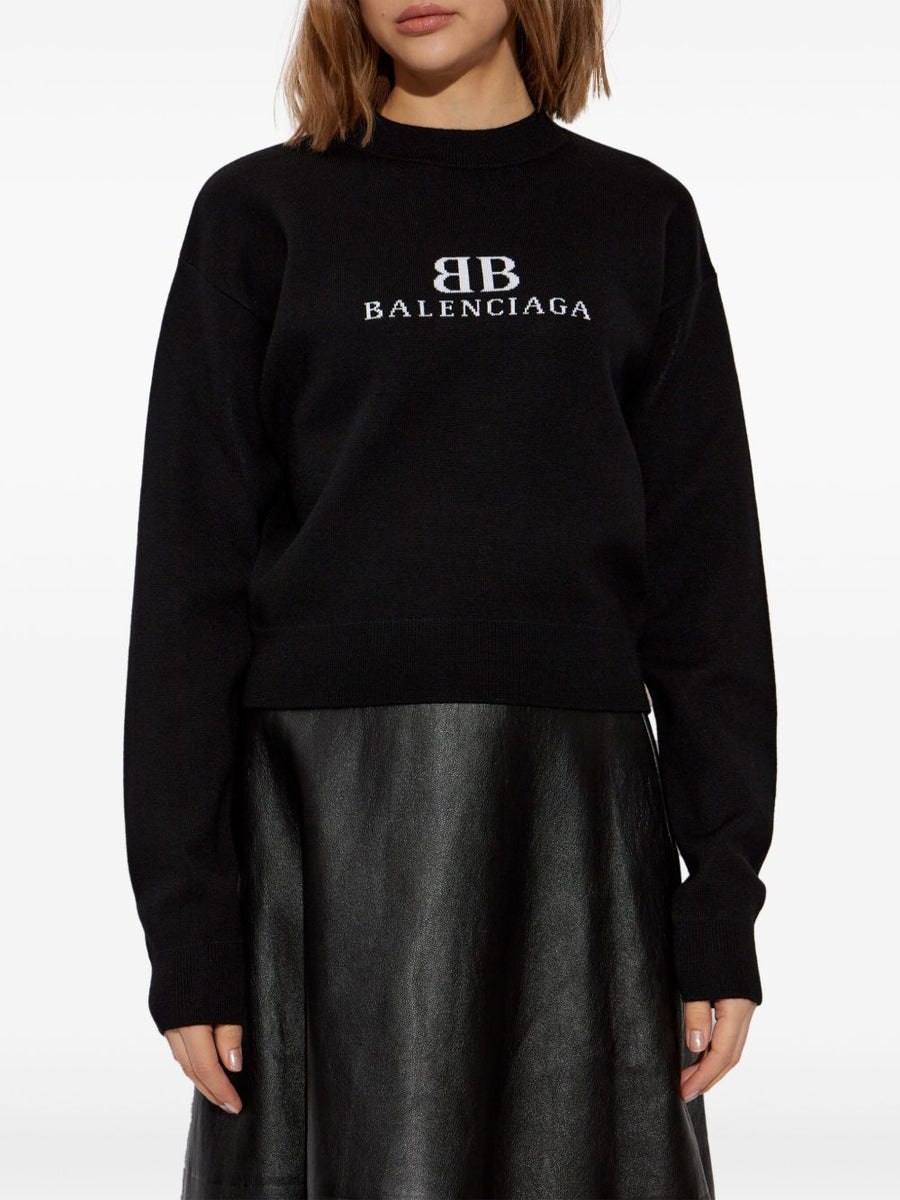 Balenciaga Sweaters? BALENCIAGA Women's Long Sleeve Drop Shoulder Knit Crew Neck Sweater Luxury Designer Knit Sweater