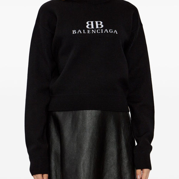 Balenciaga Sweaters? BALENCIAGA Women's Long Sleeve Drop Shoulder Knit Crew Neck Sweater Luxury Designer Knit Sweater