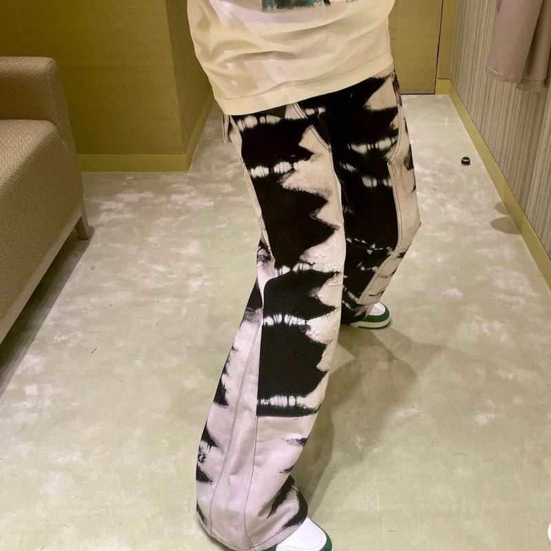 Close-up detail shot of Louis Vuitton luxury clothing with label-forward styling