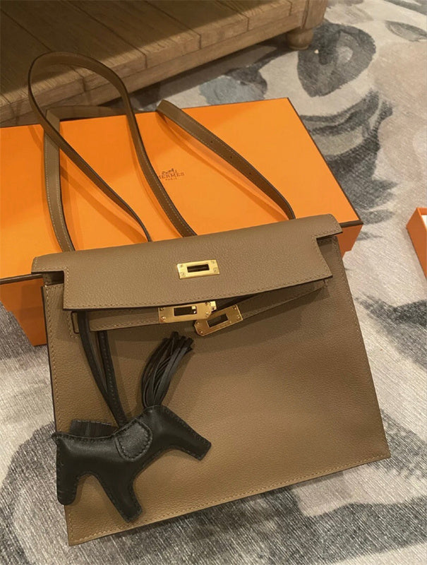 Side view of curated structured handbag