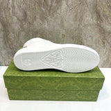 Side profile of Gucci crisp white sneakers everyday casual design