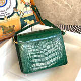 Side view of elegant structured handbag