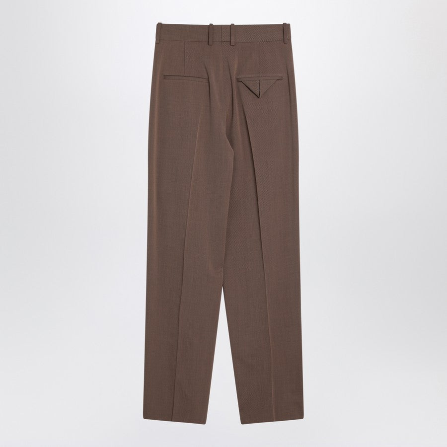 Bottega Veneta Pants? Bottega Veneta Women Brown Trousers In Wool Blend Tailored Everyday Designer Pants