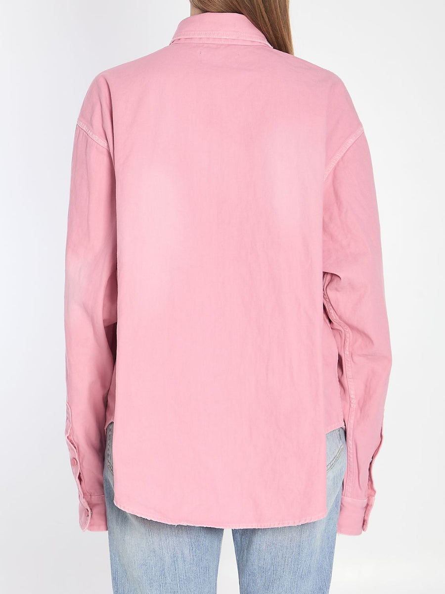 Close-up of Balenciaga shirts hardware and fine stitching