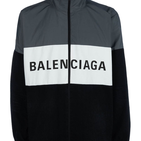 Balenciaga Jackets- BALENCIAGA Logo Colorblock Blouson Jacket - Men’s High Neck Drop Shoulder Design Premium Casual Designer Jacket