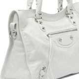 Close-up of Balenciaga shoulder bags hardware and fine stitching