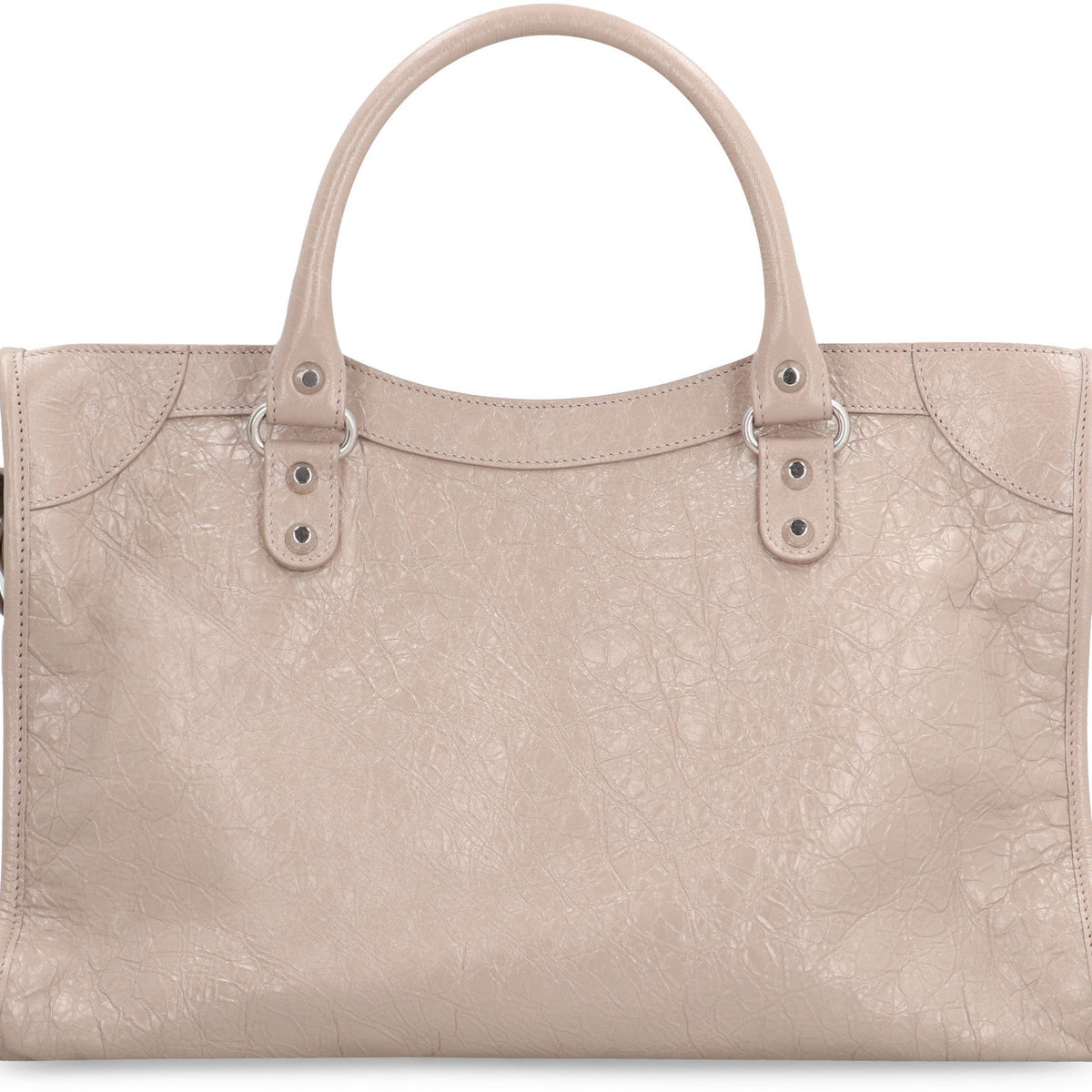 Close-up of Balenciaga handbags hardware and fine stitching