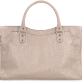 Close-up of Balenciaga handbags hardware and fine stitching