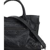 Close-up of Balenciaga totes hardware and fine stitching