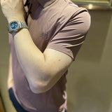 Full styled look of Moncler luxury clothing with relaxed-fit cut